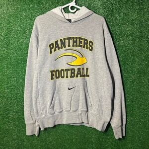 Grey Nike Panthers Football Center Swoosh Hoodie‎